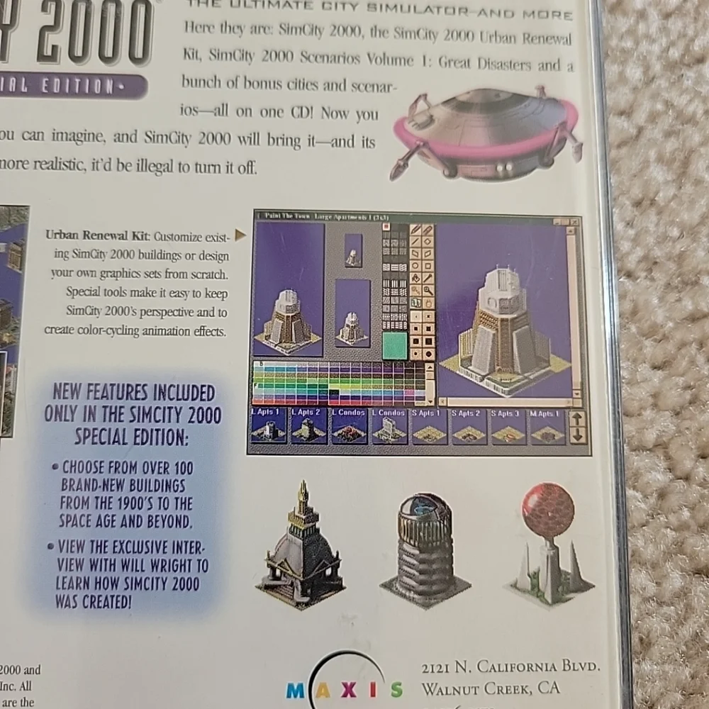 SimCity 2000 CD Collection Special Edition PC Game CD-ROM 1994 Maxis Used